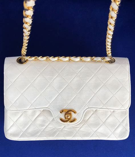 chanel white leather bag|authentic chanel shoulder bags.